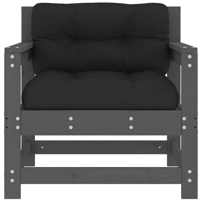Garden Chairs with Cushions 2 pcs Grey Solid Wood Pine