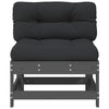 Middle Sofas with Cushions 2 pcs Grey Solid Wood Pine