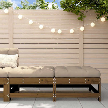 Garden Footstools with Cushions 2pcs Honey Brown Solid Wood Pine