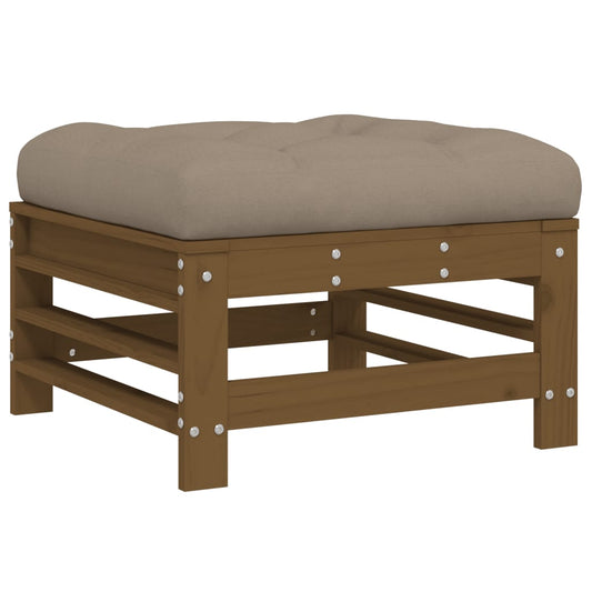 Garden Footstool with Cushion Honey Brown Solid Wood Pine