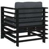 Garden Chairs with Cushions 2 pcs Black Solid Wood Pine