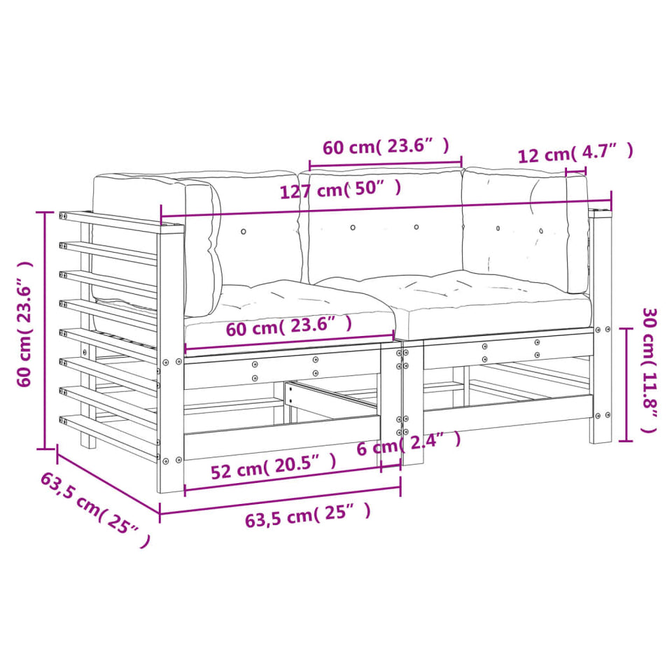 Corner Sofas with Cushions 2 pcs Honey Brown Solid Wood Pine