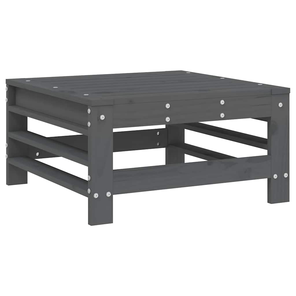 Garden Footstools with Cushions 2pcs Grey Solid Wood Pine