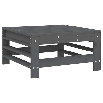 Garden Footstools with Cushions 2pcs Grey Solid Wood Pine