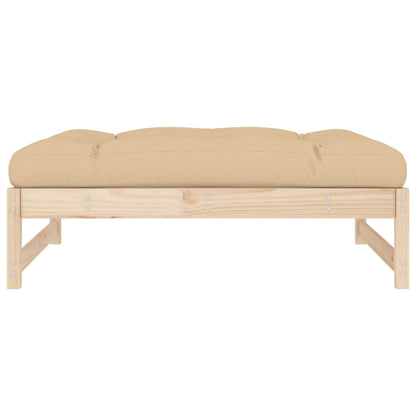 Garden Footstool | Beige, Wood | Solid pinewood, Oxford fabric, PP cotton