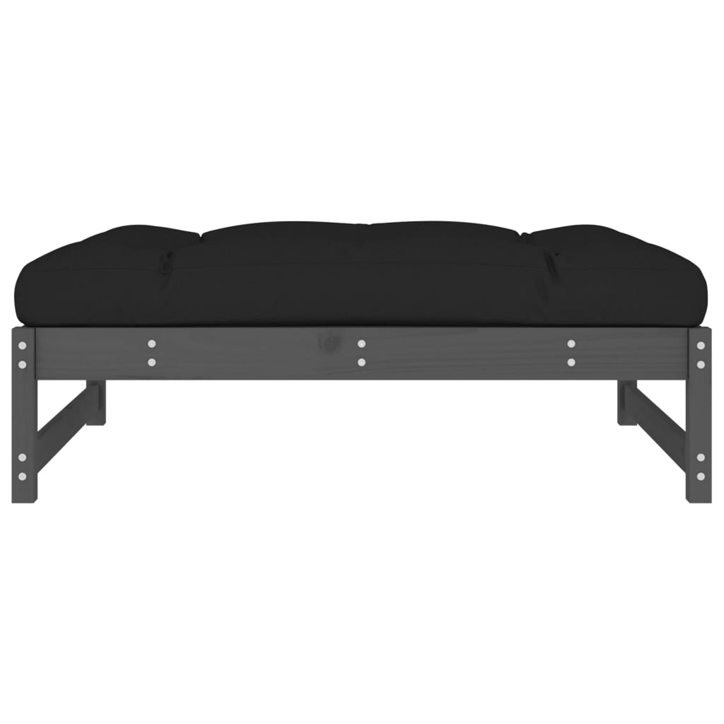 Garden Footstool | Grey | Solid pine wood | Large | Modular