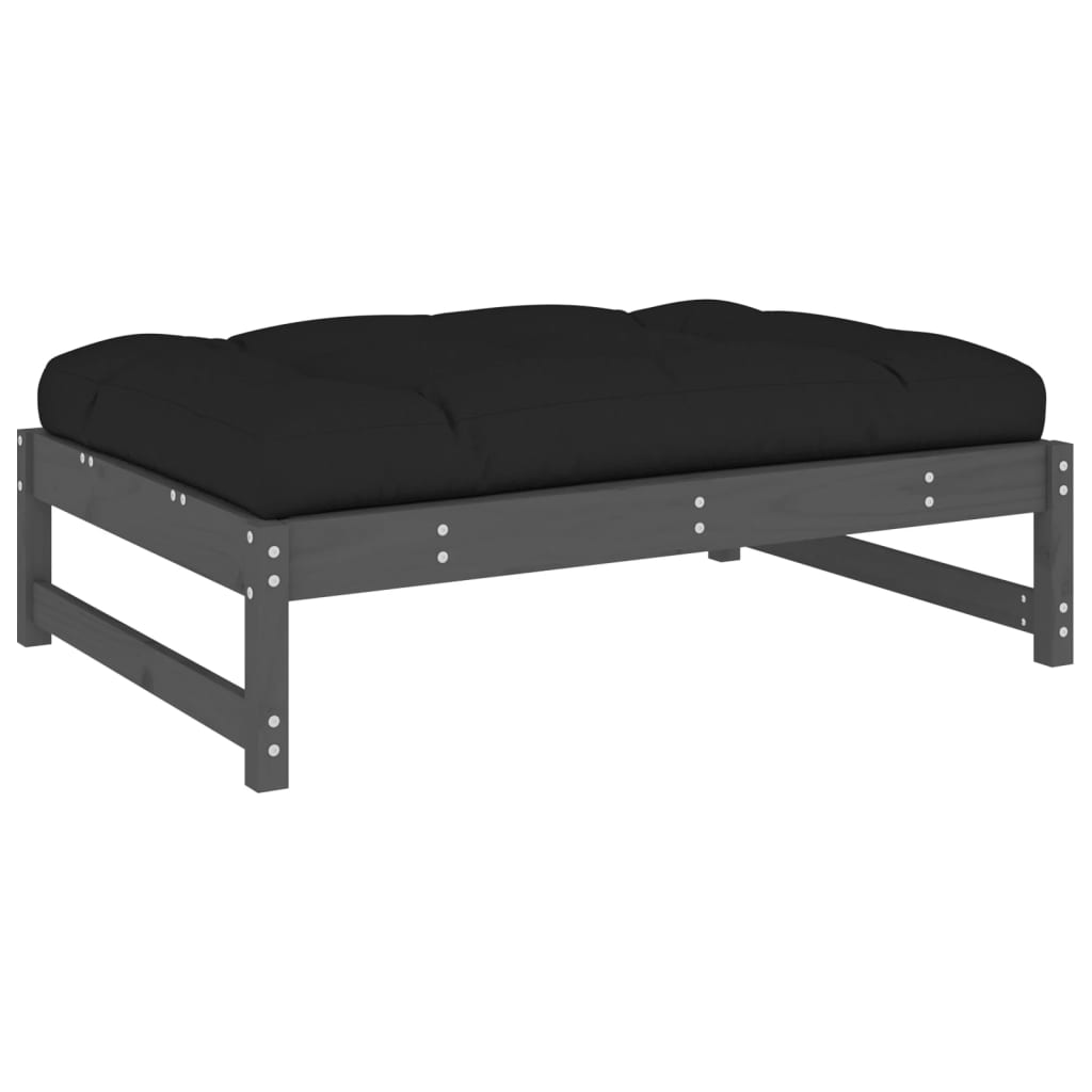 Garden Footstool | Grey | Solid pine wood | Large | Modular