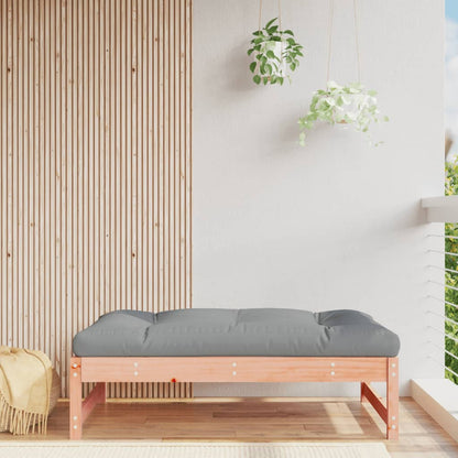 Garden Footstool | Grey and Wood | Solid Douglas wood, Oxford fabric