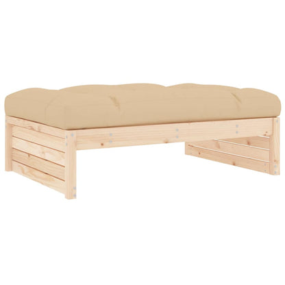 Garden Footstool | Beige | Solid pine wood | Large | Modular
