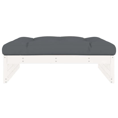 Garden Footstool | White | Solid pine wood and Oxford fabric | Medium