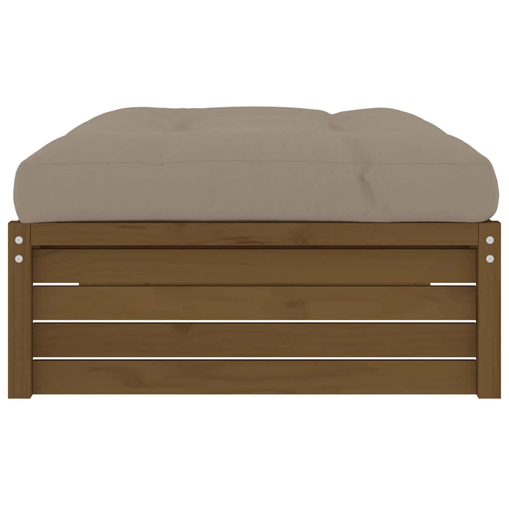 Garden Footstool | Honey brown | Solid pine wood | 120 x 84 x 30 cm