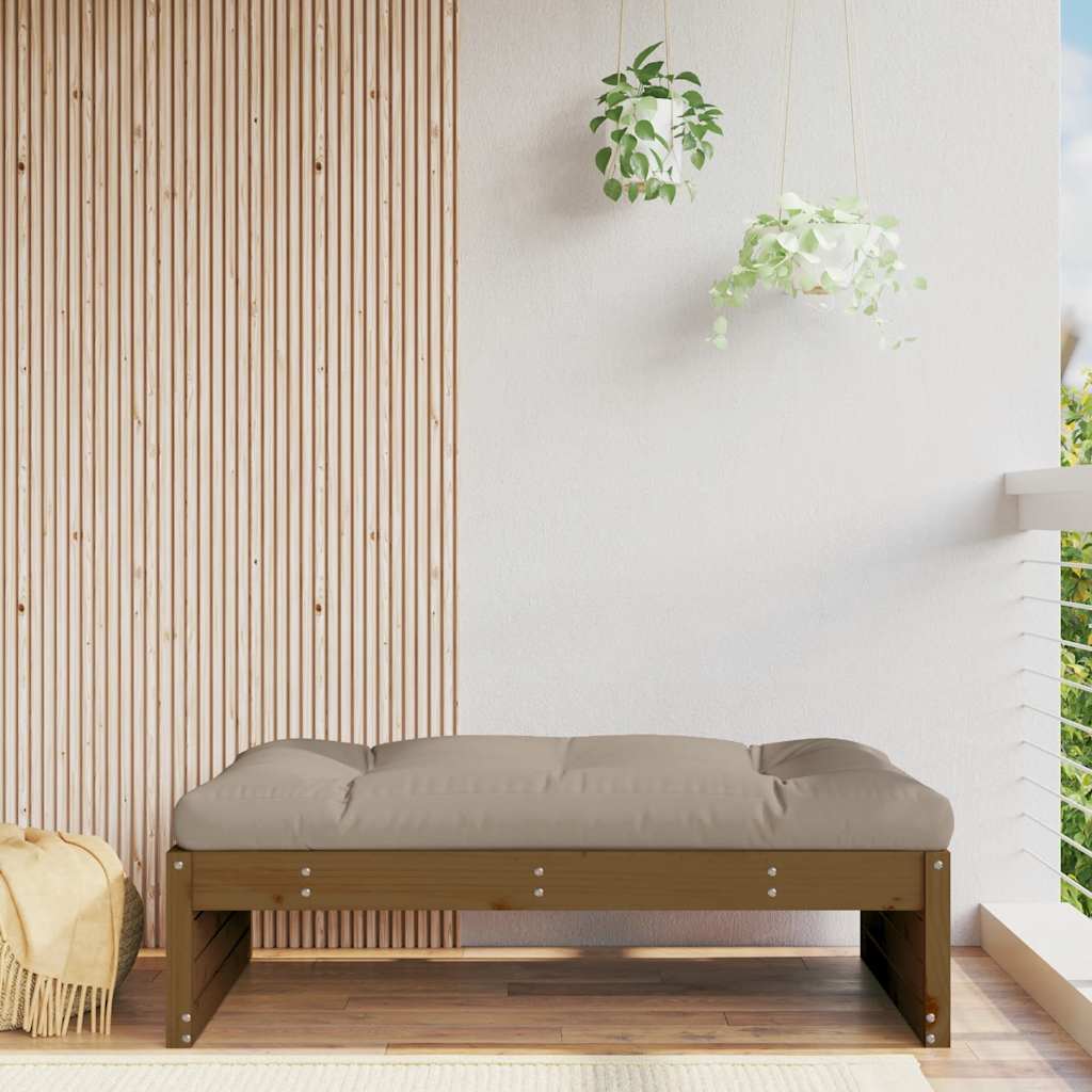 Garden Footstool | Honey brown | Solid pine wood | 120 x 84 x 30 cm