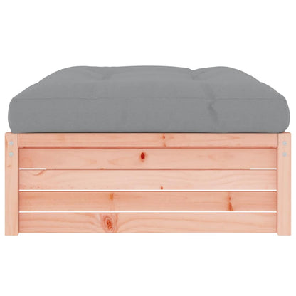 Garden Footstool | Grey, Natural Wood