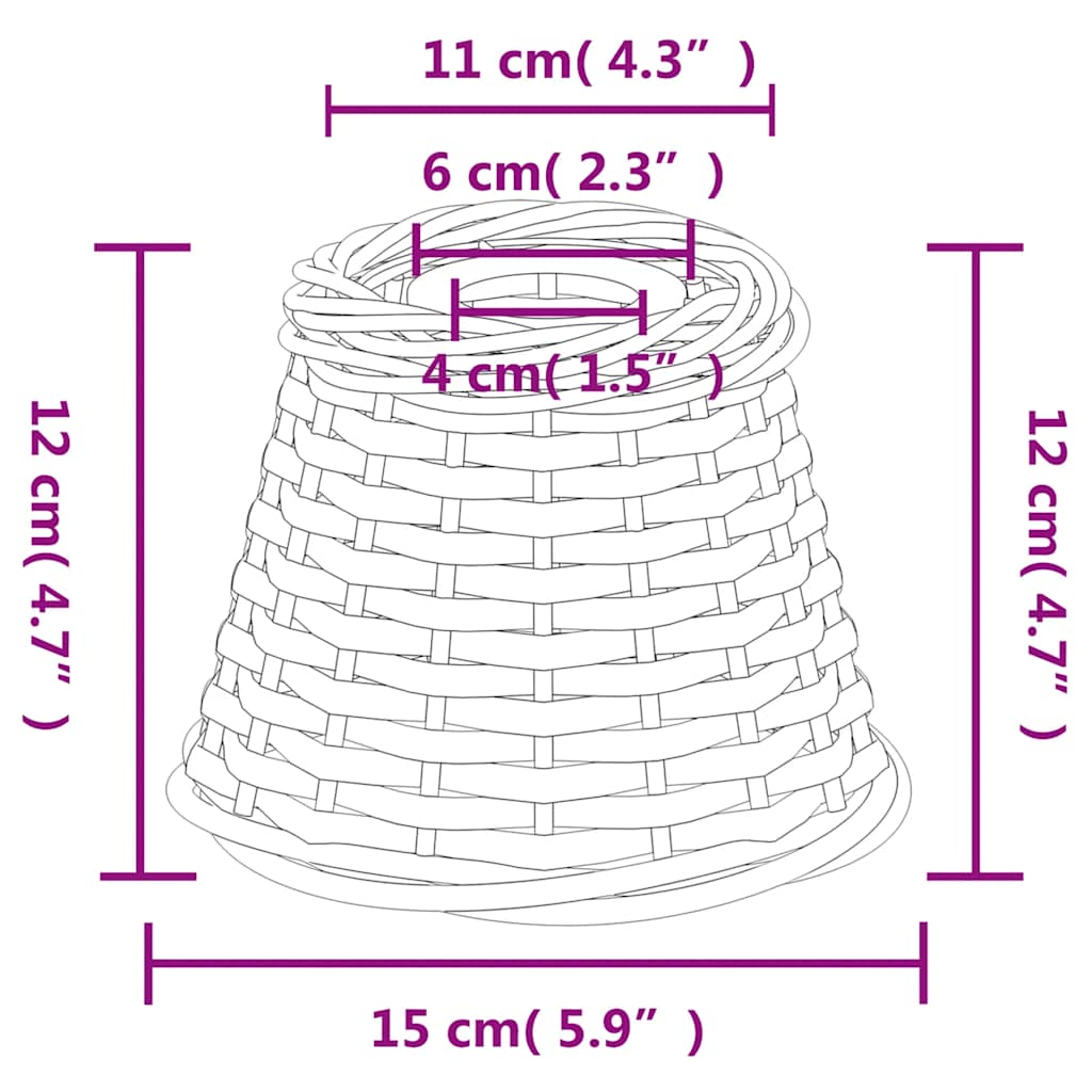 Ceiling Lamp Shade White Ø15x12 cm Wicker
