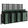 Quadruple Wheelie Bin Storage Black Solid Wood Pine