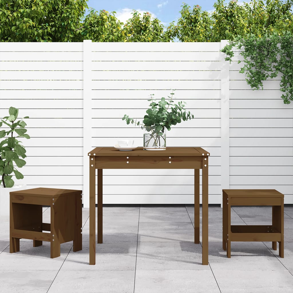 3 Piece Garden Bistro Set Honey Brown Solid Wood Pine