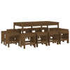 13 Piece Garden Dining Set Honey Brown Solid Wood Pine