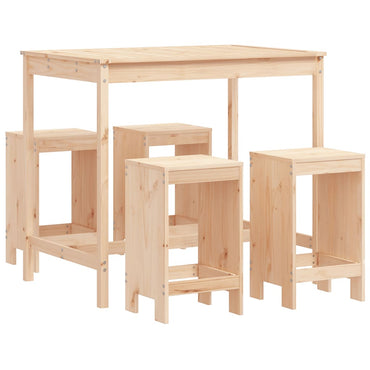 5 Piece Garden Bar Set Solid Wood Pine