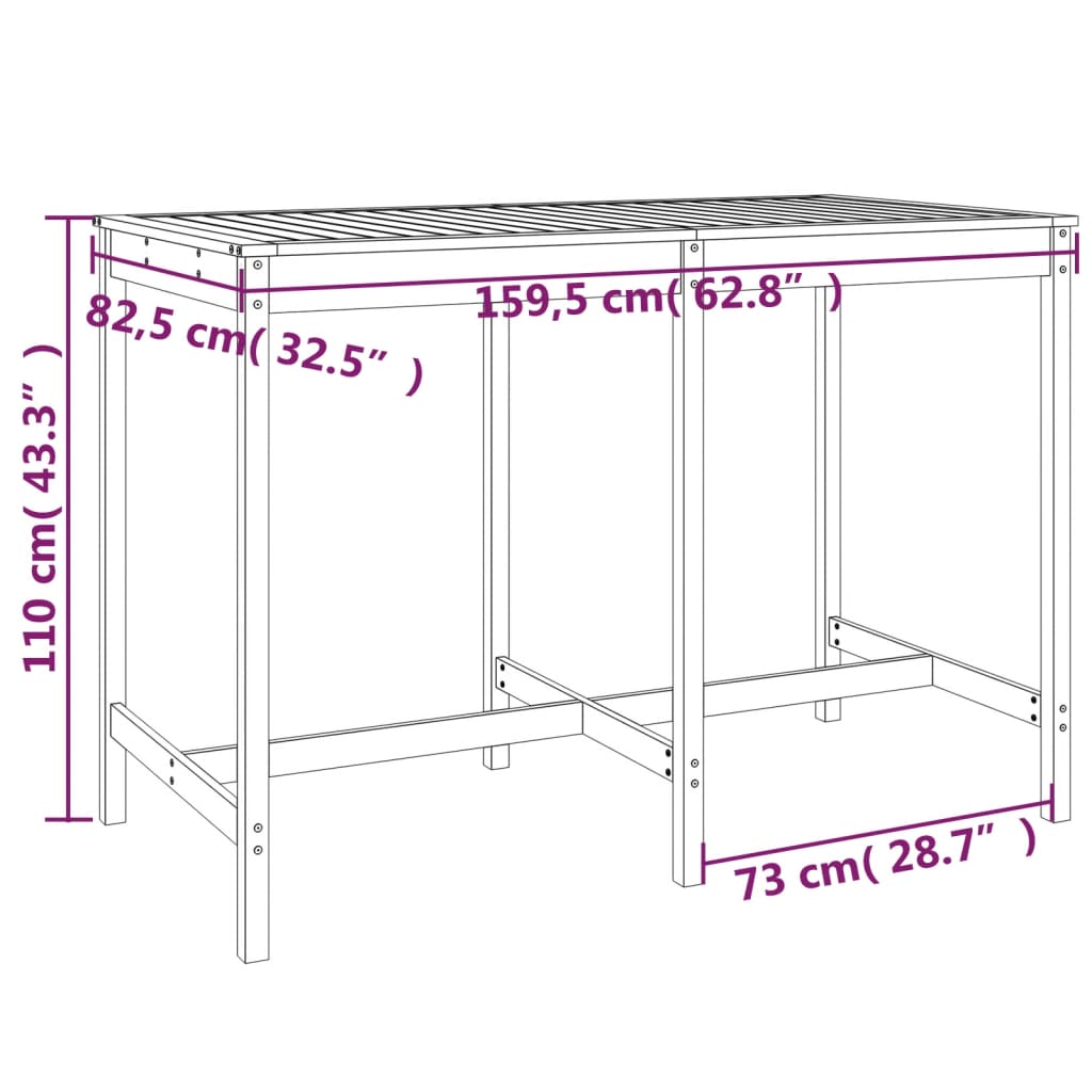 Garden Bar Set | Honey Brown | Solid Pine Wood | For 6 people