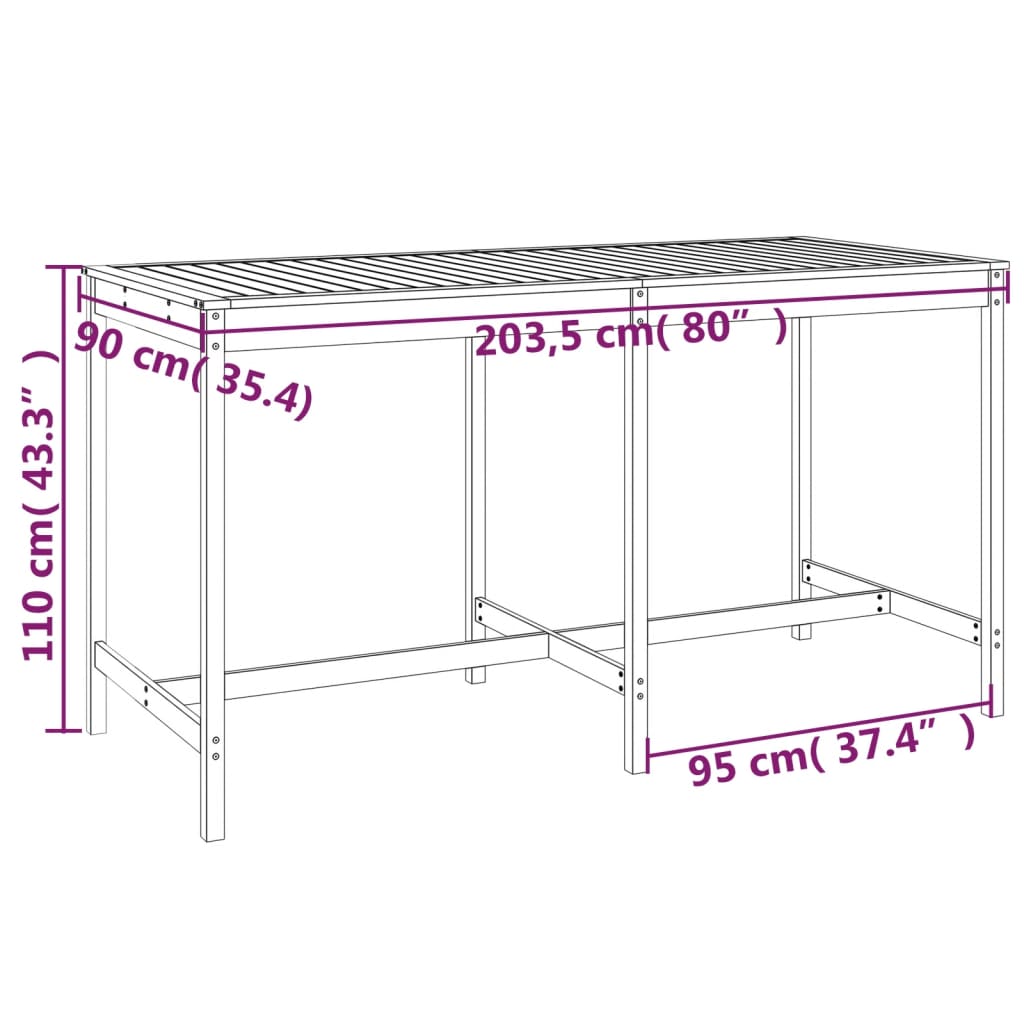 Garden Bar Set | Grey | Solid pine wood | Large | Minimalistic