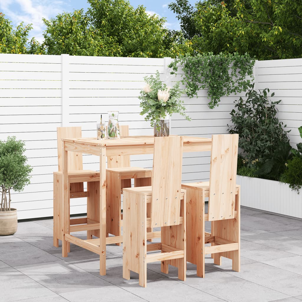 5 Piece Garden Bar Set Solid Wood Pine