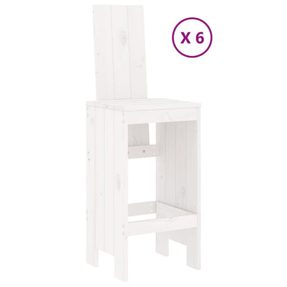 Garden Bar Set | White | Solid Pine Wood | Seats 6 | Footrest