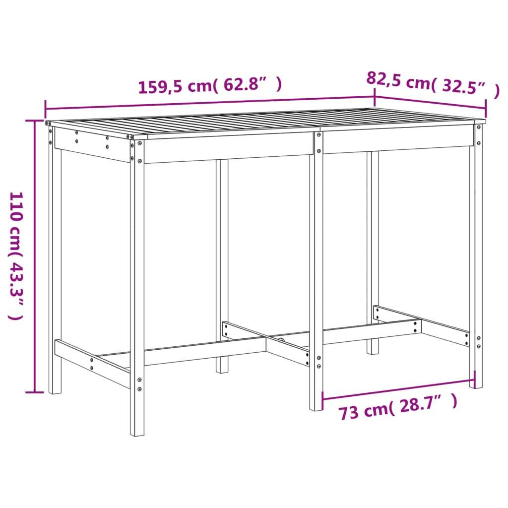 7 Piece Garden Bar Set Solid Wood Douglas