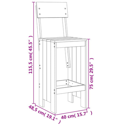 3 Piece Garden Bar Set White Solid Wood Pine