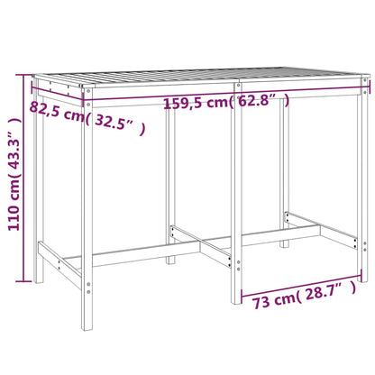 7 Piece Garden Bar Set Grey Solid Wood Pine