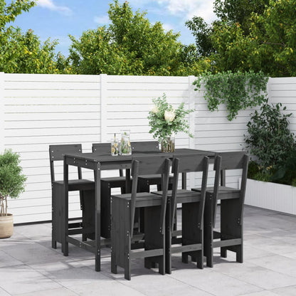 7 Piece Garden Bar Set Grey Solid Wood Pine