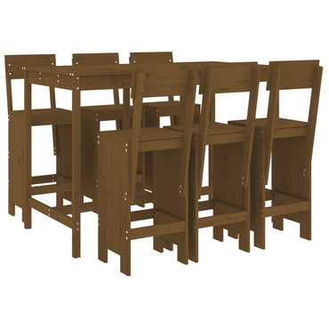 7 Piece Garden Bar Set Honey Brown Solid Wood Pine