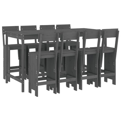 Garden Bar Set | Grey | Solid pine wood | Large | Footrest