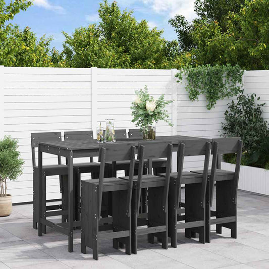 Garden Bar Set | Grey | Solid pine wood | Large | Footrest