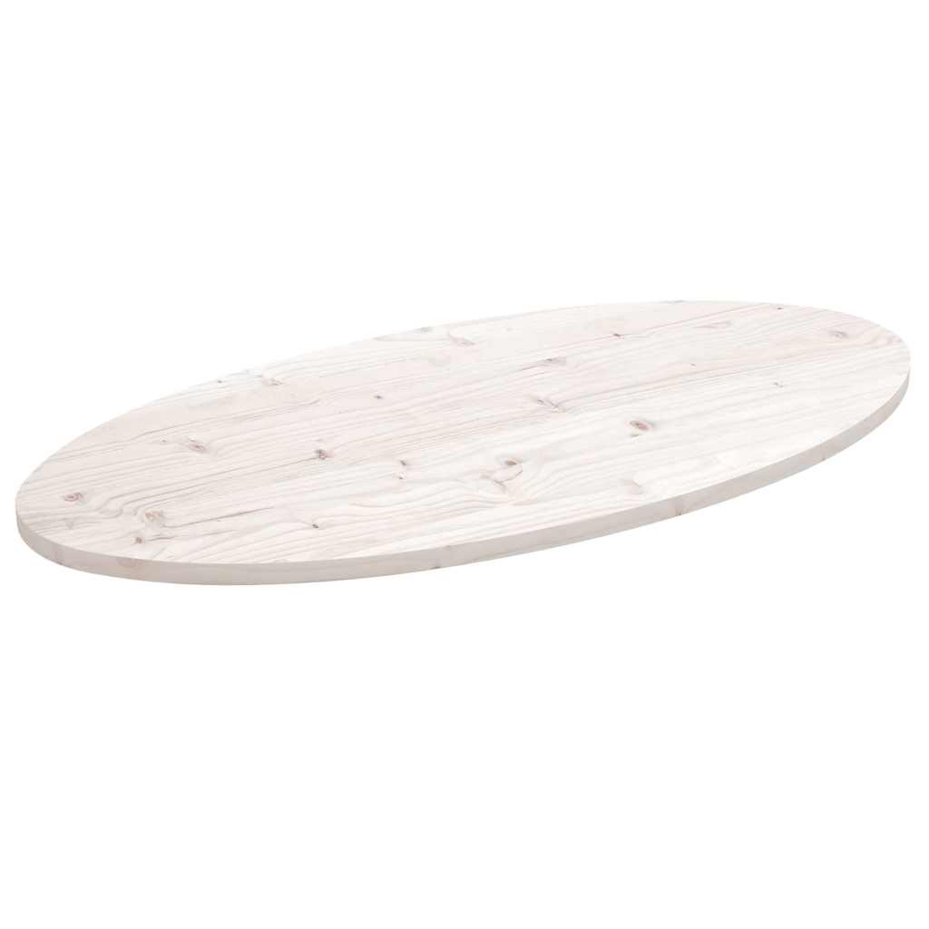 Table Top White 90x45x2.5 cm Solid Wood Pine Oval