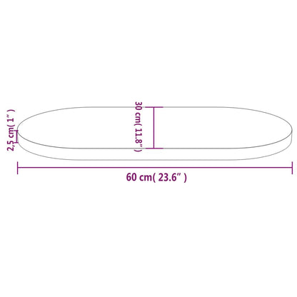 Table Top 60x30x2.5 cm Solid Wood Pine Oval