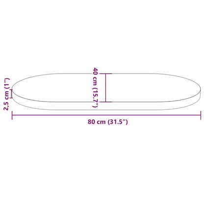 Table Top 80x40x2.5 cm Solid Wood Pine Oval
