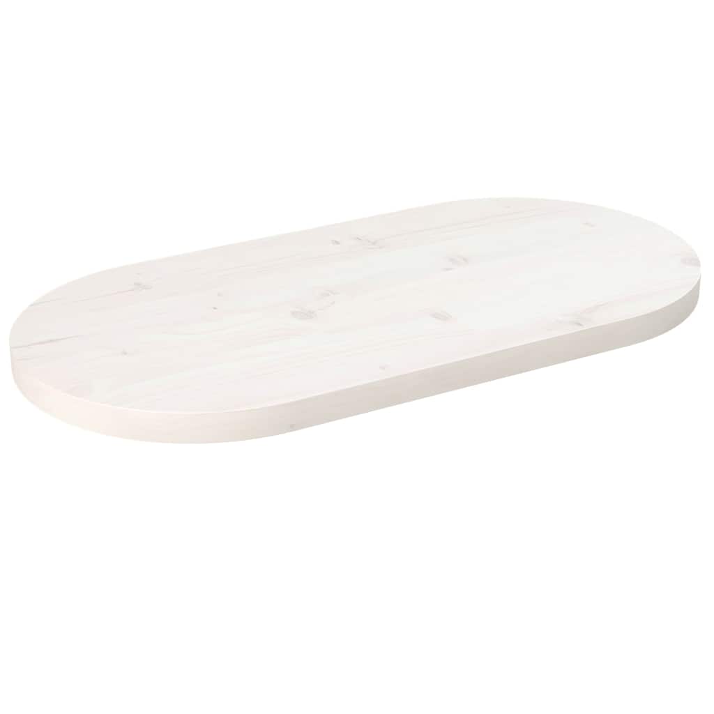 Table Top White 80x40x2.5 cm Solid Wood Pine Oval