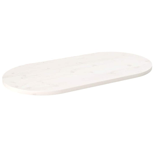 Table Top White 100x50x2.5 cm Solid Wood Pine Oval