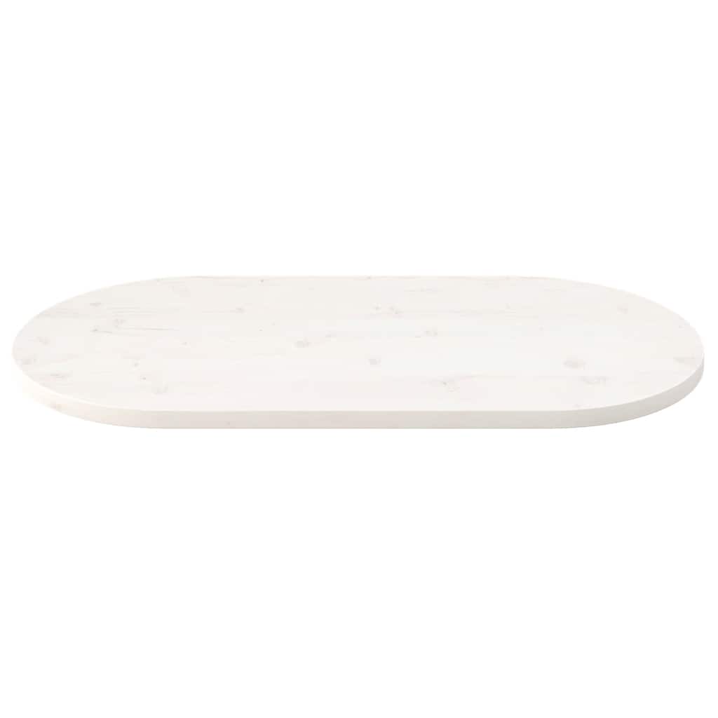 Table Top White 100x50x2.5 cm Solid Wood Pine Oval