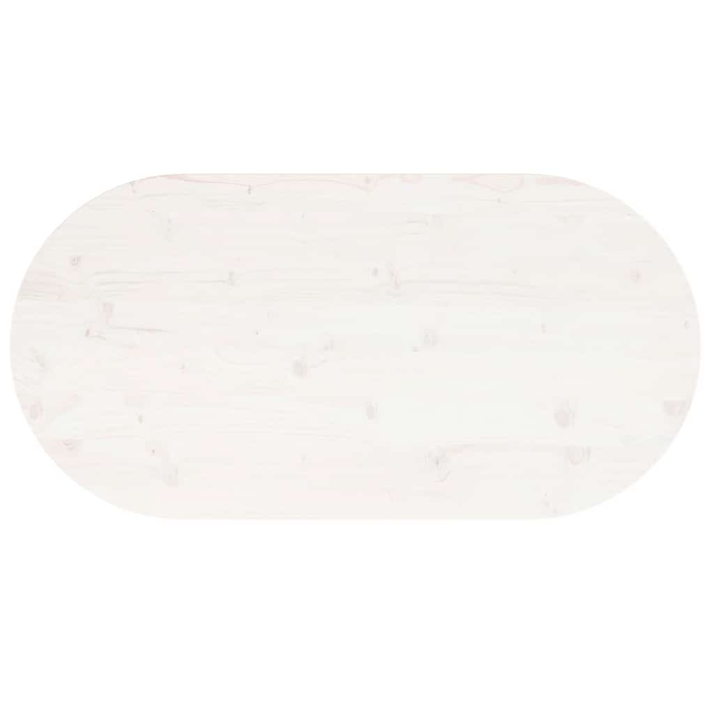 Table Top White 100x50x2.5 cm Solid Wood Pine Oval