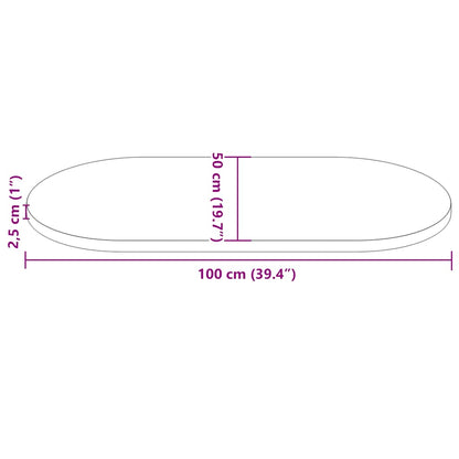 Table Top White 100x50x2.5 cm Solid Wood Pine Oval