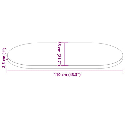 Table Top 110x55x2.5 cm Solid Wood Pine Oval