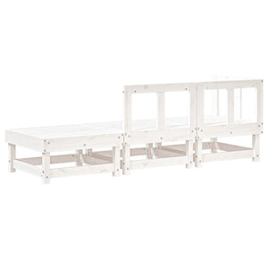 3 Piece Garden Lounge Set White Solid Wood Pine