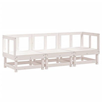 3 Piece Garden Lounge Set White Solid Wood Pine