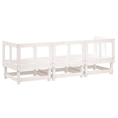 3 Piece Garden Lounge Set White Solid Wood Pine