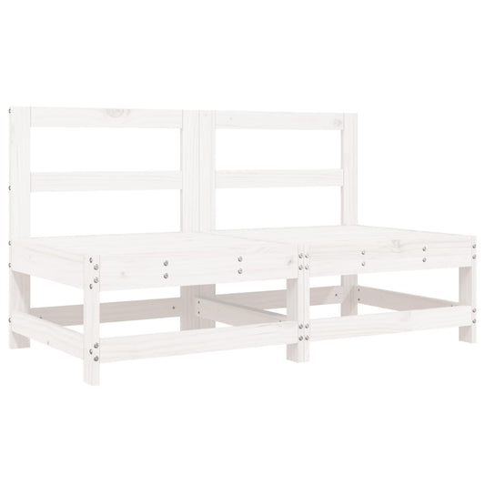 Garden Middle Sofas 2 pcs White Solid Wood Pine