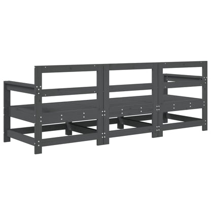 3 Piece Garden Lounge Set Grey Solid Wood Pine