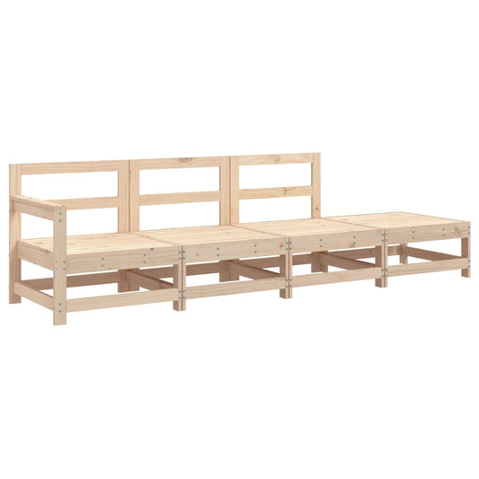 4 Piece Garden Lounge Set Solid Wood Pine