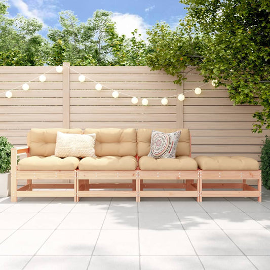 4 Piece Garden Lounge Set Solid Wood Pine
