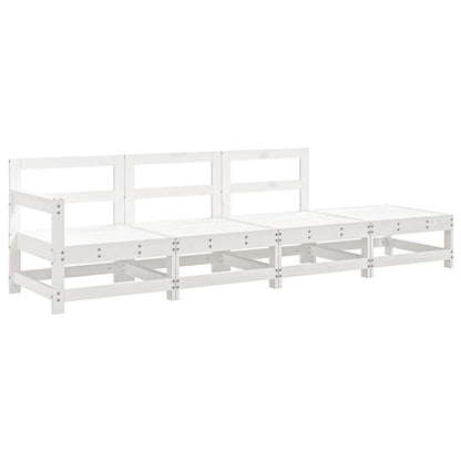 4 Piece Garden Lounge Set White Solid Wood Pine